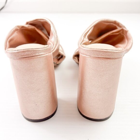 Adrienne Vittadini Genie Rose Gold Crossover Block Heel Slide Sandals Size 6 - Picture 9 of 12